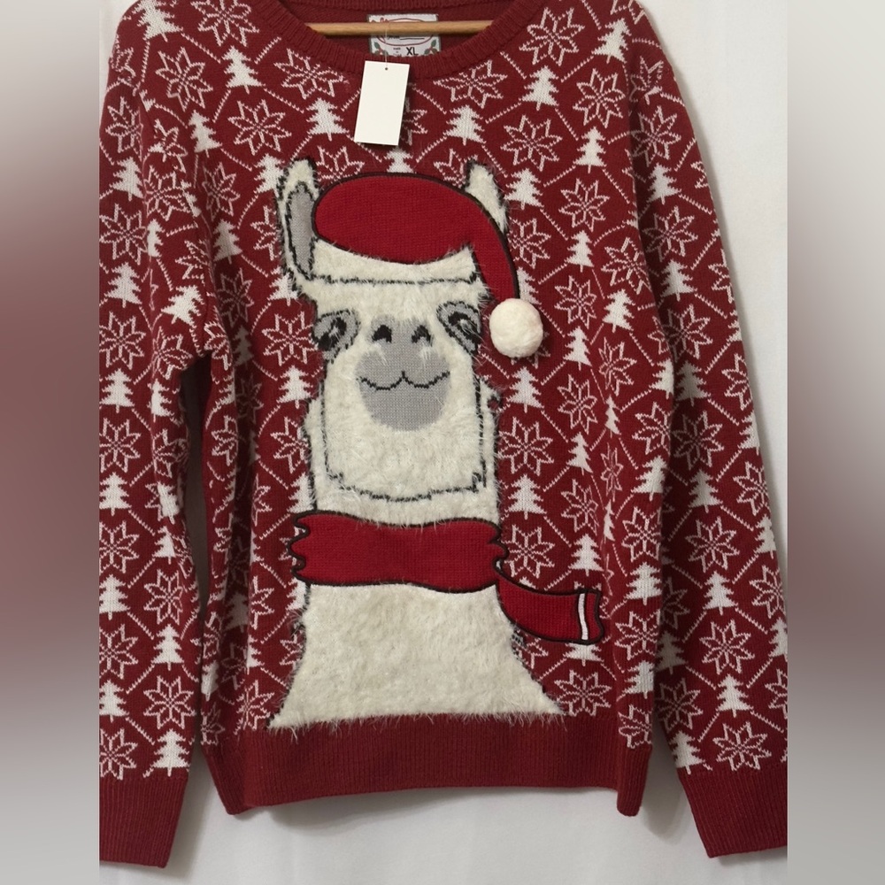 Target  Christmas Red Llama Sweater pit to pit 23